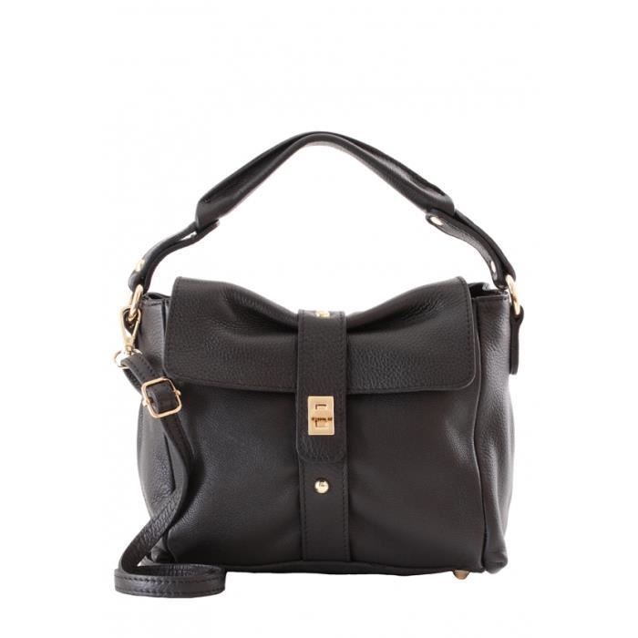 Sac En Cuir Et Toile Robert Clergerie - Noir, Style Soirée - Occasion, Bon état