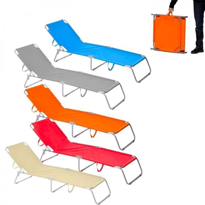 Chaise Longue Pliable Outtec - Léger 1,75kg - Jardin, Plage, Camping - Support 100kg - 11