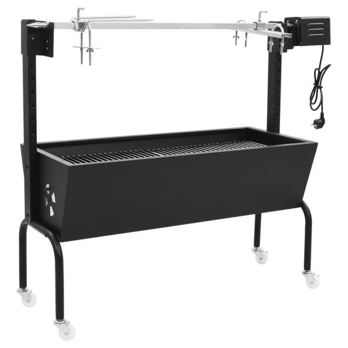 Rôtissoire pour barbecue électrique - Omabeta - Classique - Acier inoxydable - 113x40x92cm - Noir argenté