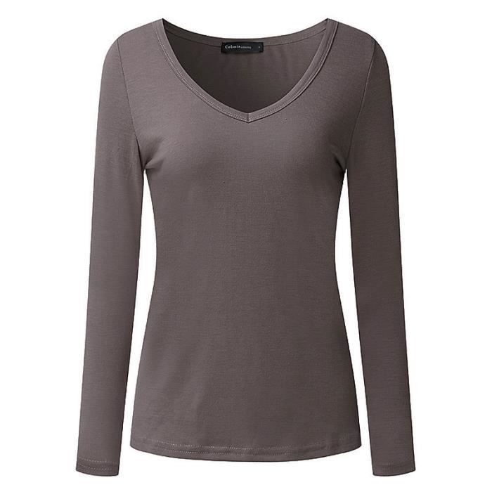 Tee shirt femme en coton déco originale multicolore manches longues