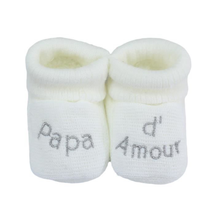 Chaussons bébé naissance - TROIS KILOS SEPT - Gris - doux et chauds -  brodés - taille unique 0/1 mois Gris - Cdiscount Chaussures