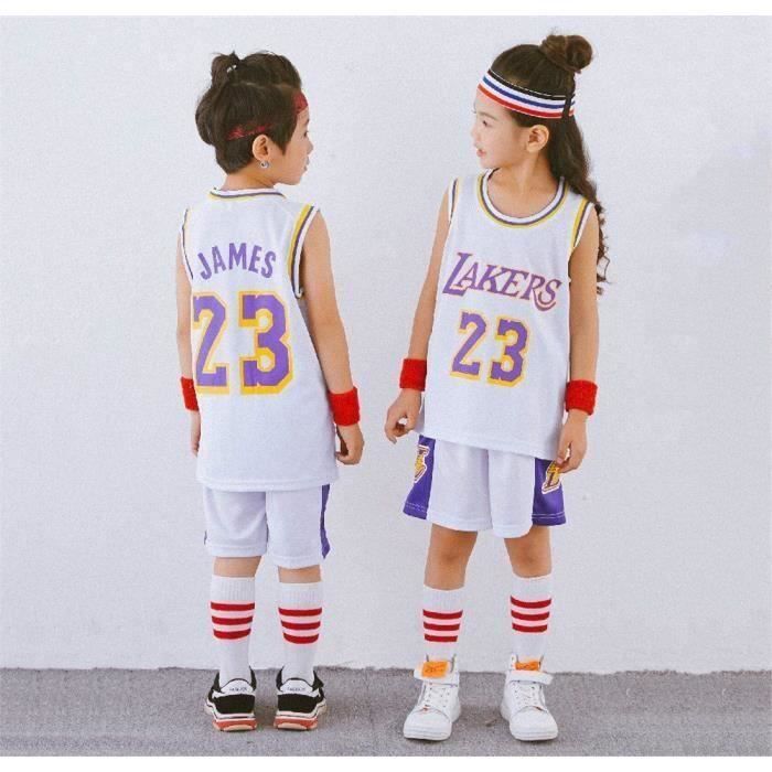 BUY-TO Maillot James Uniforme de Basketball pour Enfants T-Shirt Enfant Shorts Lakers Convient aux Enfants de 8 à 15 Ans Garçons Filles,Yellow,XS 100-120CM 