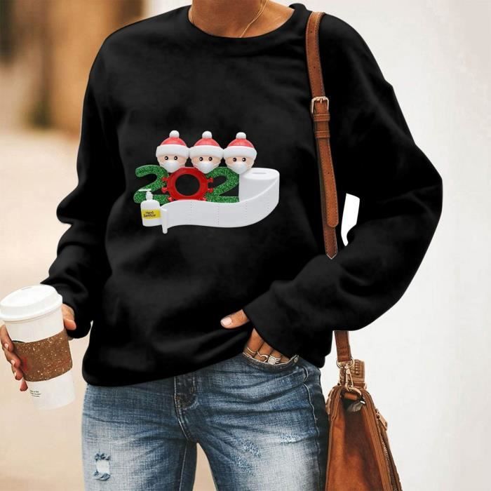 Sweat-shirt Col Rond Femme – Manches Longues Décontracté – Idéal Pour Noël, Loisirs, Maison