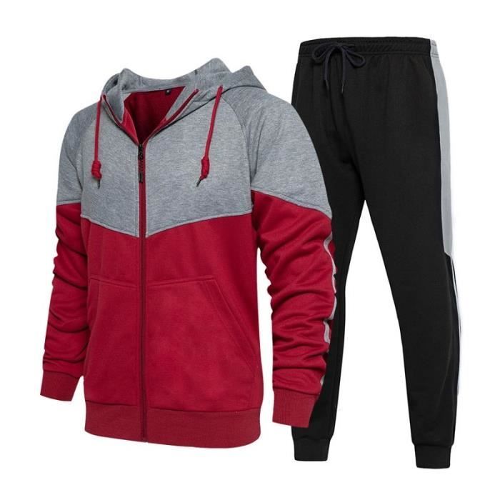 Survêtement Homme 2024 – 2 Pièces, Jogging Décontracté Contraste, Nylon/Polyester, Tendance Sport