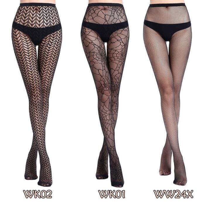 MAOSHYMS 2 Pièces Collants Résille Femme Extensibles Bas Résille à Strass Sexy Collant Resille Noir Pour Carnaval, Fête De Thème, Halloween (FR/ES, Numérique, Taille Unique, Amande