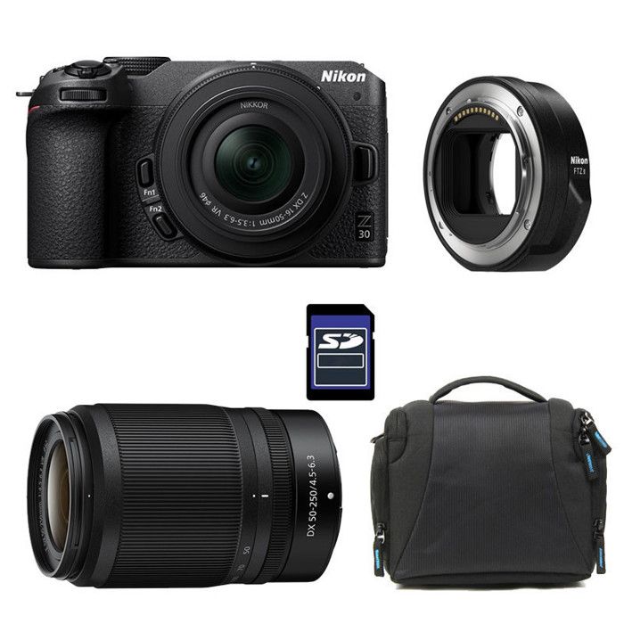 NIKON Z30 + Z 16 50 + Z 50 250 + Sac + Carte SD 8 Go + Adaptateur FTZ II Neuf - vue 5