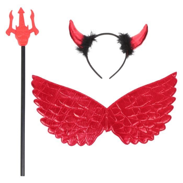 1set of Devil Costume Horn Hair Trident queue Cosplay autre accessoire ...