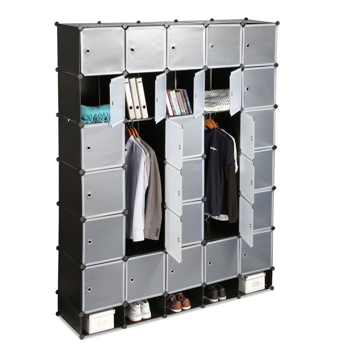 Relaxdays Penderie Armoire Cubes Etagere Rangement 25 Casiers