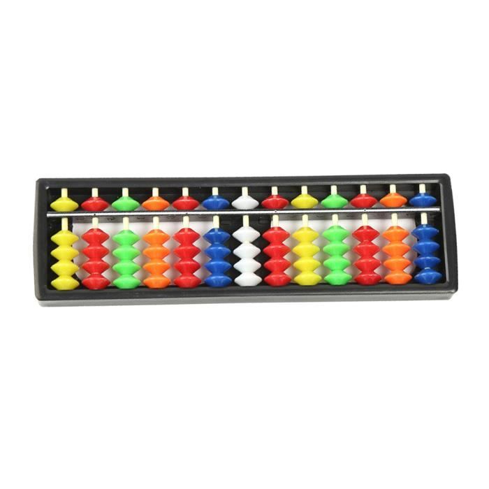 Owfeel Mini 13 colonnes en plastique Abacus Soroban avec Réinitialiser Key Arithmétique mathématiques calcul Education Outil 