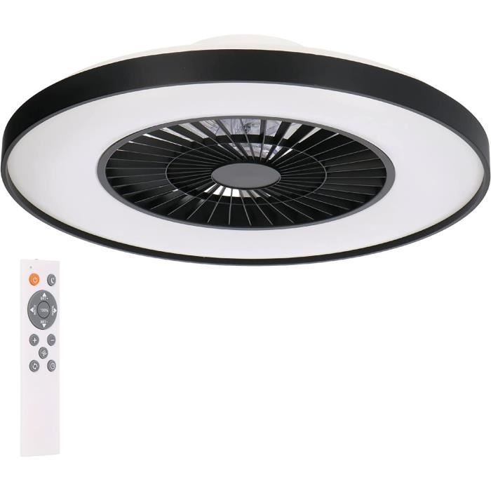XSGDMN Ventilateur De Plafond D'extérieur Sans éclairage, En Bois, Silencieux, Avec Télécommande, Réglage Intelligent De L'heure, 60 ", Noir, Pour Balcon, Toit De Terrasse