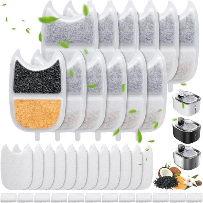 Filtres Pour Fontaine, Lot De 12 Filtre Fontaine Eau Chat Et 24 Mousses Avec Actif Pour Fontaine A Eau Chat 4l Sans Fil Pour Feelneedy Pour Ypd C004 90974941
