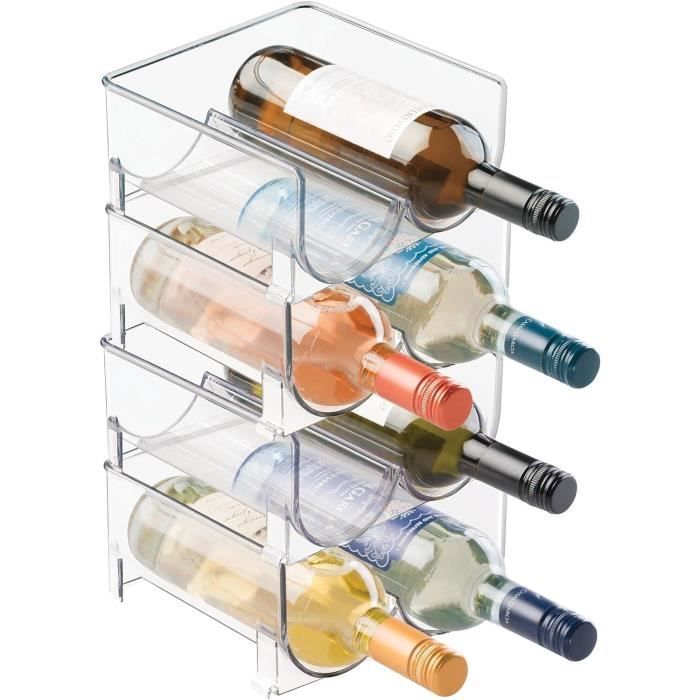 Porte-bouteilles Empilable pour Comptoir, Organisateur de Bouteilles de Vin pour Garde-Manger, Réfrigérateur