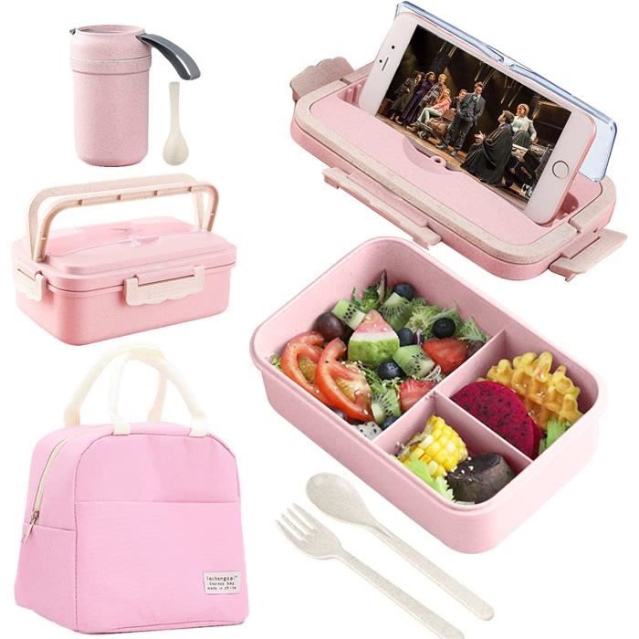 Boîte Bento Repas 1200 Ml - Compartiments Hermétiques 2 Étages Avec Couverts - Parfait École Et Bureau