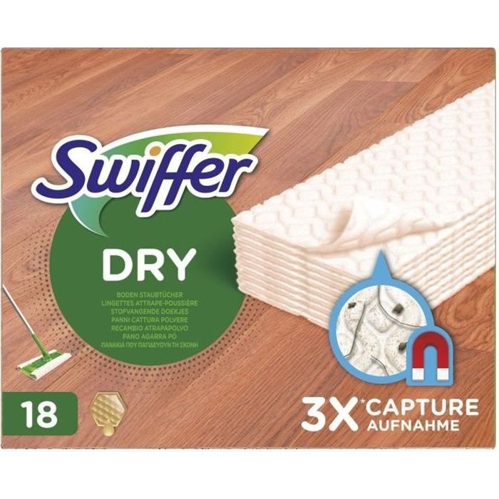 Swiffer Balai Attrape-Poussière Lingettes Sèches pour Parquet x18