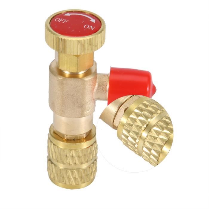 2pcs valve de sécurité liquide R410A R22 climatisation réfrigérant 1-4 adaptateur de sécurité vanne de charge de réfrigéran-GUA