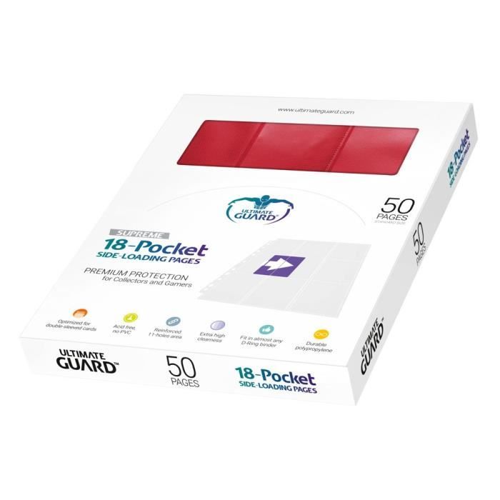 Pages de rangement - Ultimate Guard - 18-Pocket Pages Side-Loading - Rouge - 50 unités - Intérieur