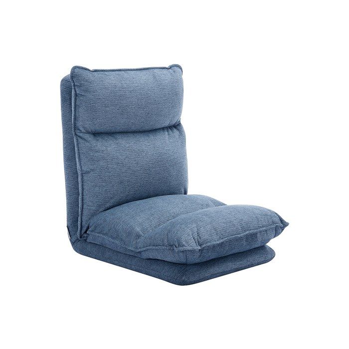 Fauteuil paresseux convertible réglable en tissu chiné bleu MURTERA Fauteuil paresseux convertible réglable en tissu chiné bleu MURTERA