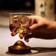 Tasse à café,Verre à whisky en cristal Transparent en forme de montagne,fond en bois,pour whisky,vin,Vodka - Type Black walnut-1
