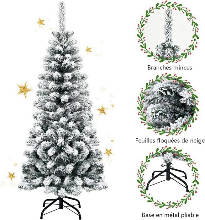 LIWI-GIANTEX - Sapin artificiel de Noël, arbre de Noël à pointe blanche, sapin de Noël en PVC
