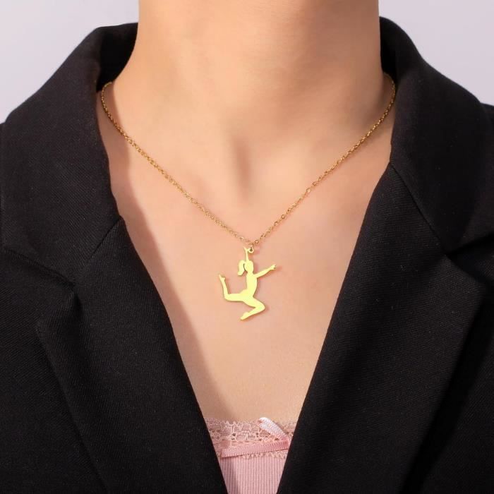 Collier Gymnastique Fille - Pendentif Gymnaste En Acier Inoxydable Hypoallergénique