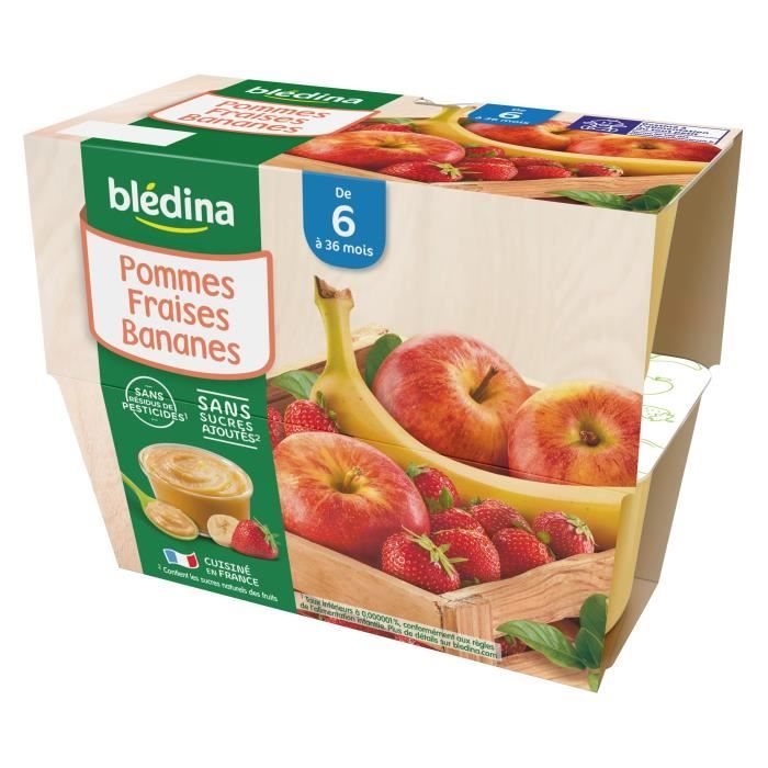 Compote bébé pomme mandarine dès 8 mois Blédina 4x100g sur