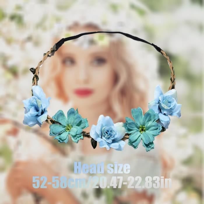 Edary Couronne de fleurs LED - Bandeau de mariée - Bandeau réglable - Guirlande florale - Pour festival, fête, mariage - Pour femme