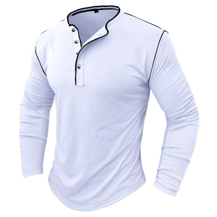 T shirt manche cheap longue homme slim fit