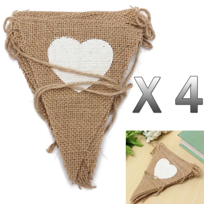 4 Nœuds En Toile De Jute Et Dentelle - 12 Cm - Jour De Fête - Noeud - Tulle, Noeud