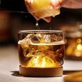 Tasse à café,Verre à whisky en cristal Transparent en forme de montagne,fond en bois,pour whisky,vin,Vodka - Type Black walnut-2