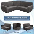 Toffee Sofa Cover TD® L Shape 5 Seater Corner Sofa Cover 3 Piece Thickened Velvet Grey Furniture Cover Sofa Cover housse de meuble-2