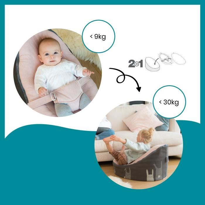 Transat bébé en acier avec jouets et un coussin de siège-repose-pied et  dossier réglables-marron-77 x 46 x 58 cm - Conforama