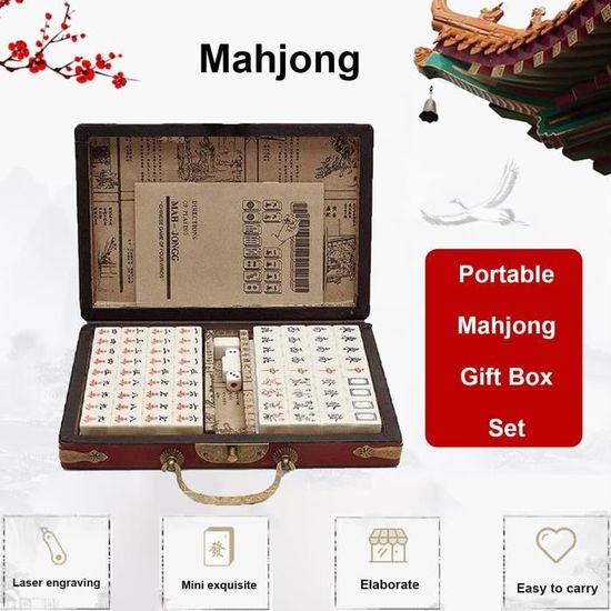Mahjong Chinois Authentique – 146 Tuiles 30 Mm + 2 Dés, Gravure Claire, Coffret Cadeau – Jeu Traditionnel