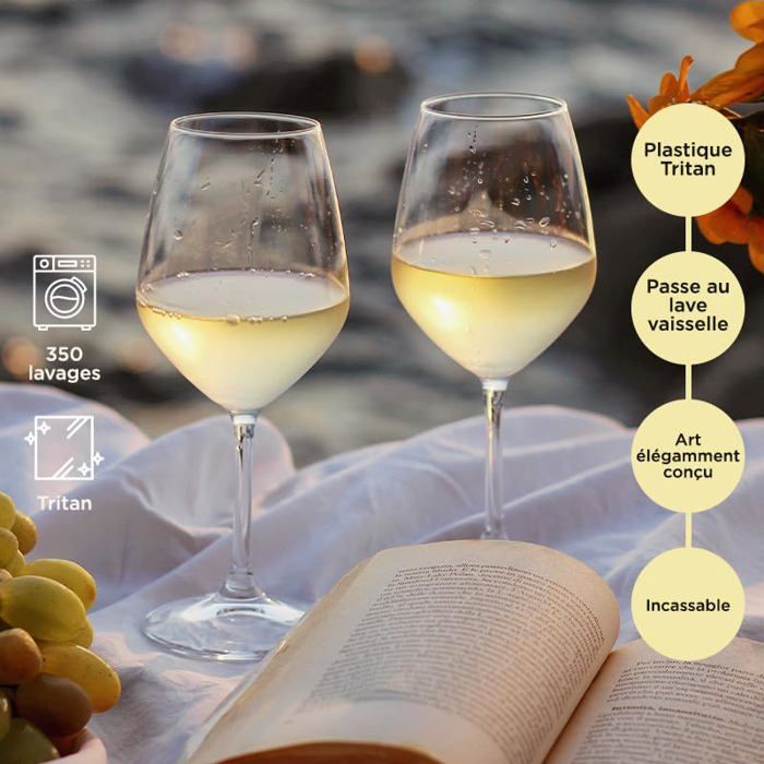 ECHTWERK Lot De 2 Verres à Vin Incassables Acier Inoxydable 500 Ml - Black Edition - Camping, Pique-Nique & Quotidien
