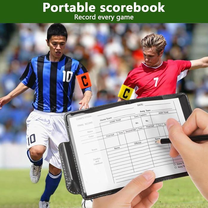 Kit D'arbitrage Football - Portefeuille Avec Cartons Rouge/jaune, 2 Sifflets Métal, Crayon - Pour Matchs, écoles, Entraînement - 12