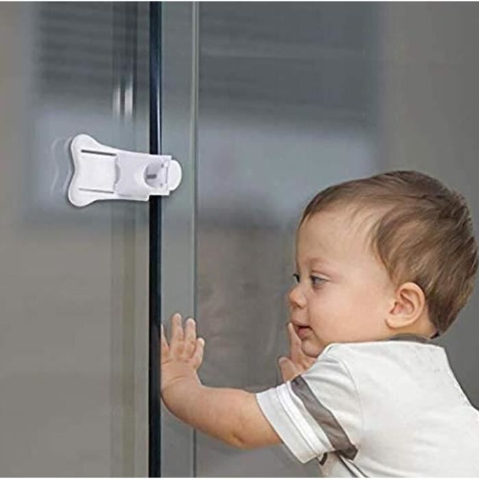 Sécurité Bébé Placard Bloque Porte,4Pcs Sécurité Enfant Portes de  Placard,Serrure de Porte Coulissante pour Bébé avec Patin Adhésif