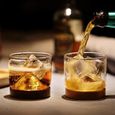 Tasse à café,Verre à whisky en cristal Transparent en forme de montagne,fond en bois,pour whisky,vin,Vodka - Type Black walnut-3