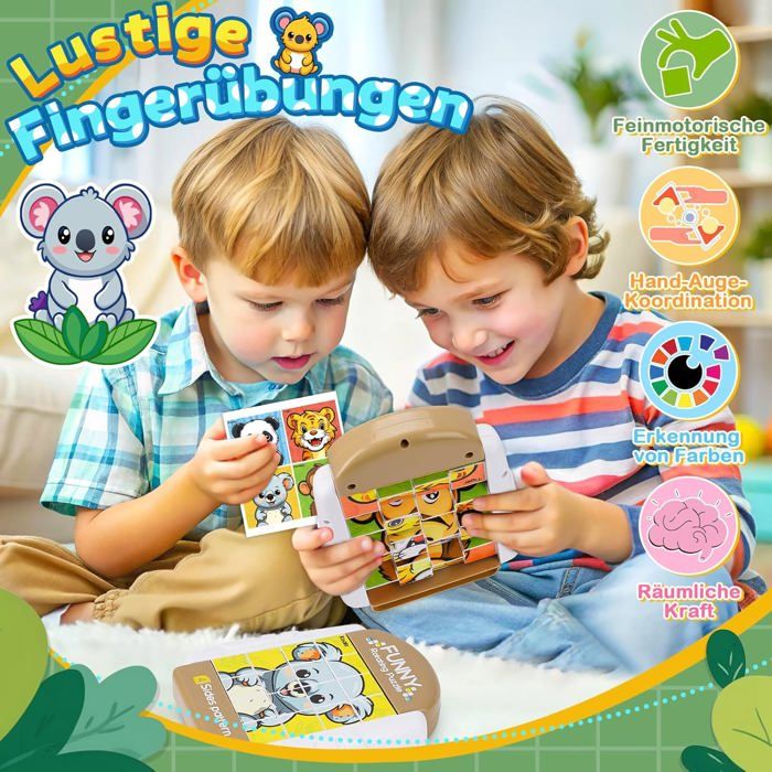 Puzzle Rotatif 4 En 1 Animaux – 16 Pièces 3D – Jouet Éducatif Motricité Enfant Dès 3 Ans – Cadeau Malin !