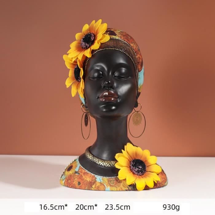Statue de femme africaine en résine pour collectionneurs d'art