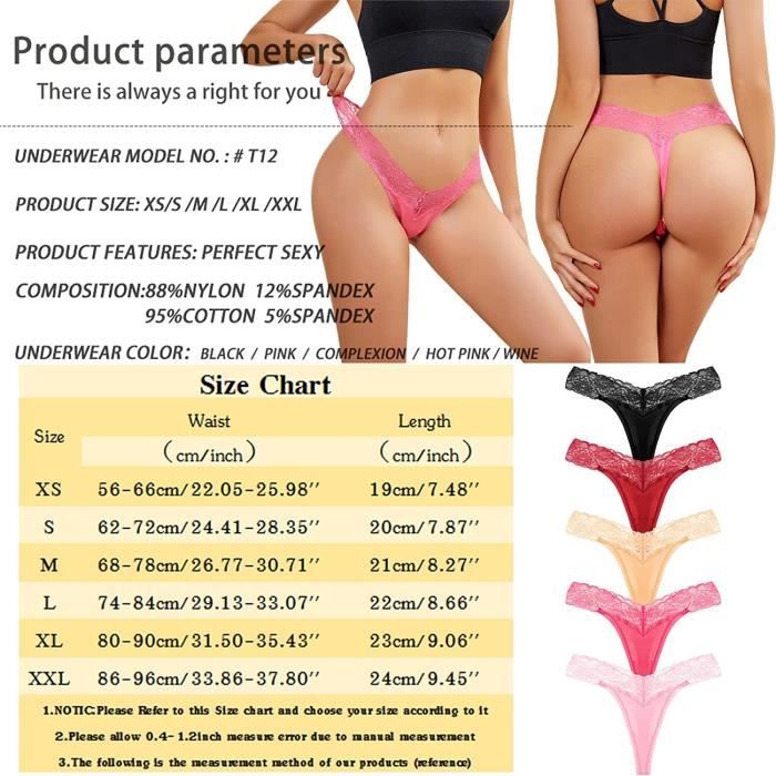 Lot De 6 Strings Dentelle Coton Femme - Taille Basse - Sous-vêtements Confortables