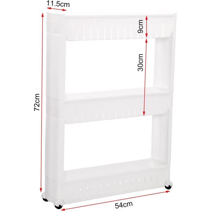 GIANTEX Étagère De Niche De 13 Cm De Large - Chariot De Cuisine Sur Roulettes à 4 étages - Étagère En Bois Pour Salle De Bain - 47,5 X 13 X 80,5 Cm