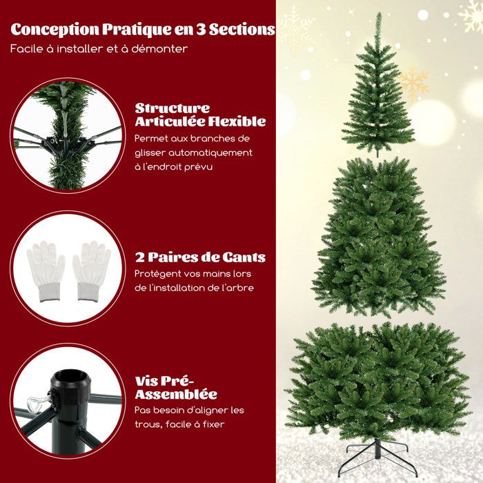 Sapin De Noël Artificiel En Pot 120 Cm Pré-éclairé - 100 LED Multicolores, 8 Modes, Neige Artificielle - Décoration Foyer