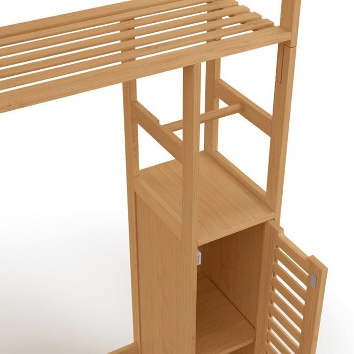 Meuble Salle De Bain Bambou IDMarket BEA - Colonne 1 Porte Avec Étages | Rangement Gain De Place
