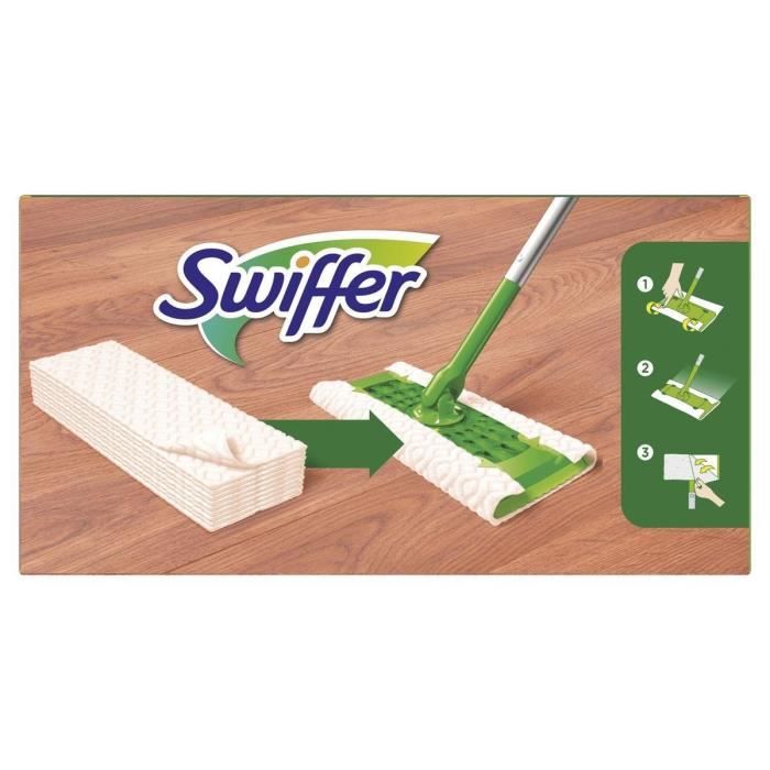 Swiffer Kit Complet Balai 8 Lingettes Sèches + 3 Lingettes Humides Idéal  pour les Sols en Bois en Céramique et en Vinyle Avis