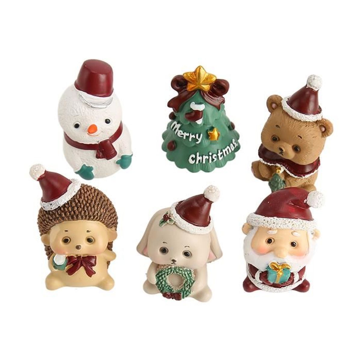Figurines Noël En Bois – Décorations Miniatures Père Noël, Lutins – Kit 14 Pièces Créatif - 11
