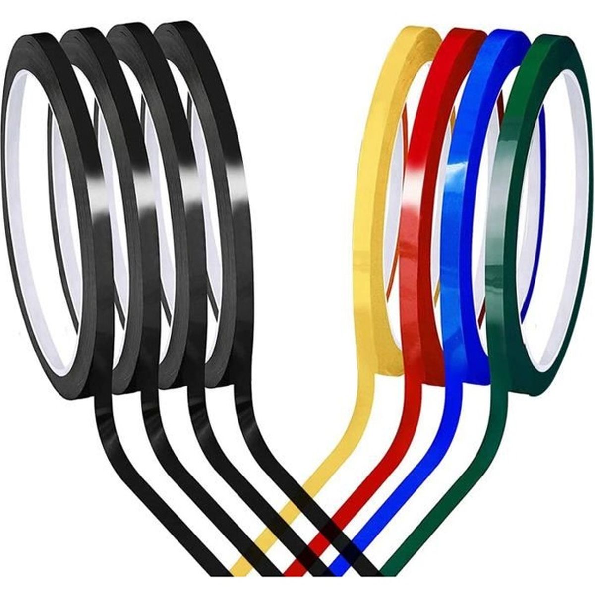 8 Rouleaux Ruban Adhésif Pour Tableau Blanc - 3mm X 66m - Multicolore - Avec Ciseaux - Bureau, école, Maison