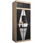 ABIKSMEBLE Boliwia 100 Armoire à Deux Portes Coulissantes avec Miroir, Tringle, Étagères et Extenstion 100x240x62 cm Sonoma et Noir