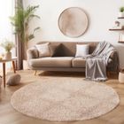 Tapis Salon Shaggy - Marion - Beige - 160 cm Rond Ø - 100% Polypropylène - SIMPEX