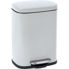 WENKO Poubelle à pédale Leno avec frein de chute Easy-Close, Petite poubelle salle de bain 5L, Acier, 21,5x19x29,5 cm, blanc