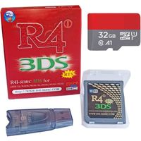 Rouge R4i 3DS RTS + 32GB carte mémoire Red R4 3DS SDHC Linker précharge les fichiers du noyau Pour 3DS 2DS DSi NDSL