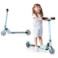Trottinette Enfants GYMAX Pliable - 4-10 Ans - Hauteur Réglable 63-87cm - Roues Lumineuses - 70kg Max